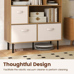 Costway 6-Cube Bookshelf 3-Tier Bookcase With 3 Removable Folding Fabric Drawers-Natural - thumbnail 9