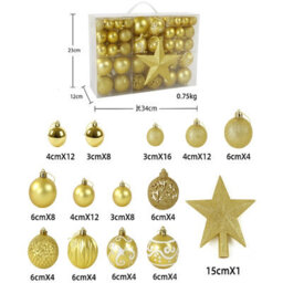 Gr8 Home Gold 101 Pcs Christmas Baubles Balls Hanging Decoration Xmas Tree Ornaments Set - thumbnail 2