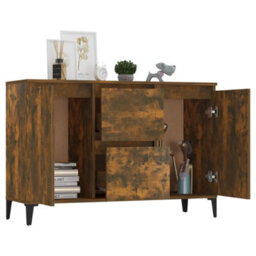 Berkfield Sturdy Sideboard Smoked Oak 104X35X70 Cm Engineered Wood - thumbnail 6