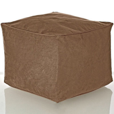 Latte Faux Suede Cube Pouffe Footrest - Stain & Spill Resistant Lightweight Square Beanbag Footstool Seat - 37 X 37 X 29Cm - image 1