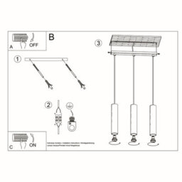 Sollux Lighting Lagos Steel White 3 Light Classic Pendant Ceiling Light - thumbnail 5