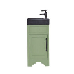 Homestylestore Pastel Green 400mm Bathroom Vanity Unit Black Basin And Black T Bar Handle - thumbnail 1