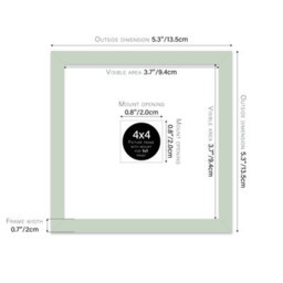 "4X4"" Mint Green Picture Frame - 4X4"" Square Frame With 1X1"" Mount For 4X4""/1X1"" Pictures Classic Style Room Decor, 1 Pack" - thumbnail 2