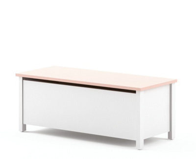 Arte Charming Mia Toy Box In White Matt & Pink (H)390mm (W)990mm (D)420mm - Stylish Clutter-Free Solution - image 1