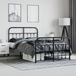 Berkfield Metal Bed Frame With Headboard And Footboard Black 120X190 Cm - thumbnail 4