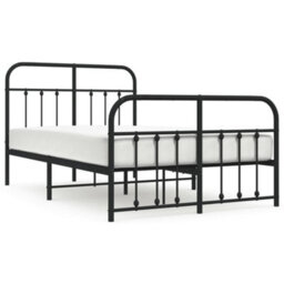 Berkfield Metal Bed Frame With Headboard And Footboard Black 120X190 Cm - thumbnail 2