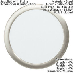 Wall / Ceiling Flush Downlight Satin Nickel Spotlight 16.5W Built In Led - thumbnail 2