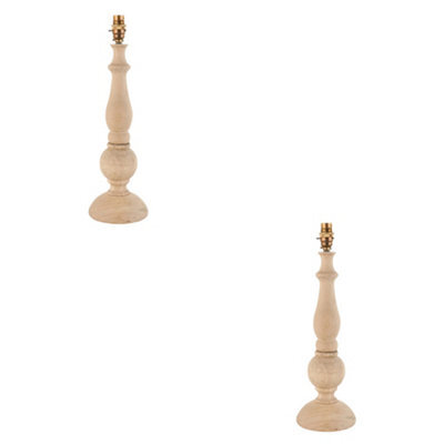 Loops Stylish 2 Pack Table Lamp Bases In Natural Wood And Brushed Brass Finish - image 1