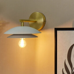 Beliani Luxe Wall Lamp White-Gold Steel Double Open Cone Shade 22 X 29 X 14 Cm - thumbnail 2