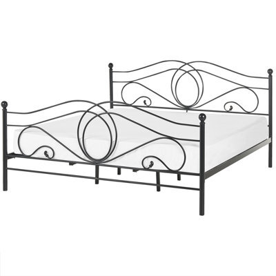 Beliani Bed Metal Lyra 180 X 200 Cm (Eu Super King) Black - image 1