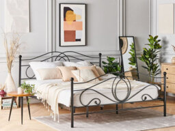 Beliani Bed Metal Lyra 180 X 200 Cm (Eu Super King) Black - thumbnail 2