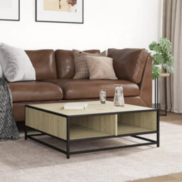 Walplus Coffee Table Sonoma Oak 80X80X30 Cm Engineered Wood And Metal - thumbnail 3
