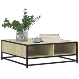 Walplus Coffee Table Sonoma Oak 80X80X30 Cm Engineered Wood And Metal - thumbnail 4