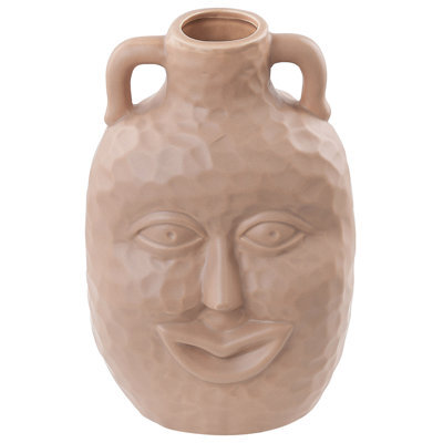 Beliani Flower Vase Veria Ceramic 26 Cm Sand Beige - image 1