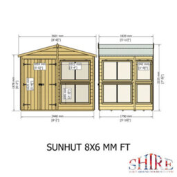 Shire Sun Hut Potting Shed With Opening Windows And Interchangable Panels 8Gx6 - thumbnail 7
