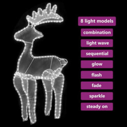 Berkfield Reindeer Christmas Decoration With Mesh 306 Leds 60X24X89Cm - thumbnail 4