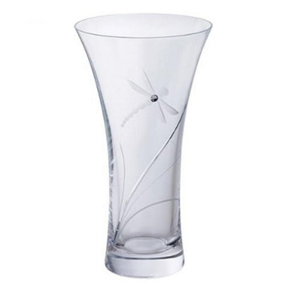 Vase: 21.5Cm Dartington Crystal Glitz Dragonfly Vase, Crystal Glass