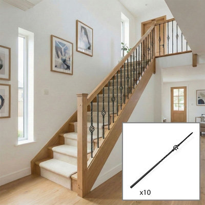 Whittington Black Metal Basket Stair And Landing Spindle - 10 Pack Traditional Products Ltd - image 1