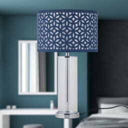 First Choice Lighting Aura - Chrome Table Lamp With Navy Blue Cut Out Shade - thumbnail 6