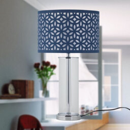 First Choice Lighting Aura - Chrome Table Lamp With Navy Blue Cut Out Shade - thumbnail 7