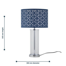 First Choice Lighting Aura - Chrome Table Lamp With Navy Blue Cut Out Shade - thumbnail 8