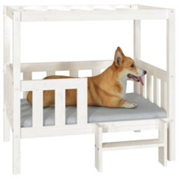 Berkfield Dog Bed White 95.5X73.5X90 Cm Solid Wood Pine - thumbnail 4
