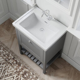 Balterley Coppenhall Bathroom Floor Standing 1 Drawer Vanity & 1 Tap Hole Basin, Cool Grey, 630mm - thumbnail 3