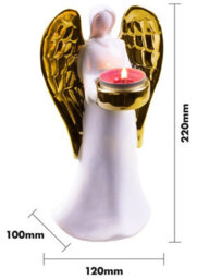 Netagon St Helens Home & Garden Ceramic Winged Angel Tealight Holder Gold - thumbnail 2