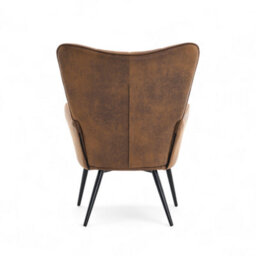 Accent Wingback Chair In Brown Faux Leather Suede - thumbnail 7