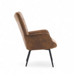 Accent Wingback Chair In Brown Faux Leather Suede - thumbnail 5