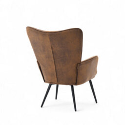 Accent Wingback Chair In Brown Faux Leather Suede - thumbnail 6