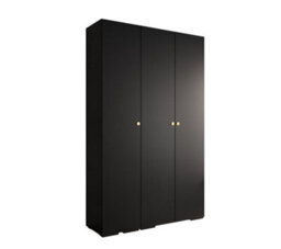 Arte Sleek Inova Ii Hinged Door Wardrobe H2370mm W1500mm D470mm - Modern Black Finish With Gold Round Metal Handles - thumbnail 1