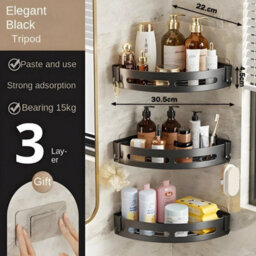 3 Tier Corner Shower Caddy Shelf Bathroom Wall Mounted - thumbnail 3
