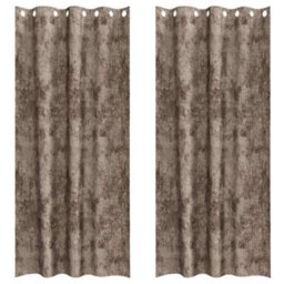 Berkfield Curtain With Curtains 2 Pcs Cappuccino 245 X 140 Cm Velvet - thumbnail 2