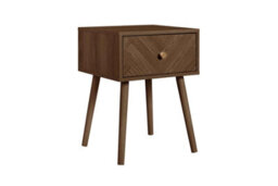Pair Of 1 Drawer Walnut Bedside Cabinet Birlea Herringford Chevron - thumbnail 5