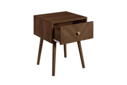 Pair Of 1 Drawer Walnut Bedside Cabinet Birlea Herringford Chevron - thumbnail 6