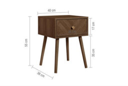 Pair Of 1 Drawer Walnut Bedside Cabinet Birlea Herringford Chevron - thumbnail 7