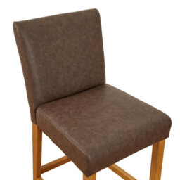 The Furniture Market Monty Brown Faux Leather Bar Stool Modern Minimalist Design Natural Oak Solid Wood Legs Comfortable Seat Kitchen Counter Stool - thumbnail 6