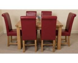 That's Furniture Richmond 140Cm - 220Cm Oak Extending Dining Table And 6 Chairs Dining Set With Washington Burgundy Leather Chairs - thumbnail 2