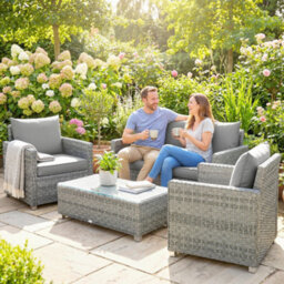 Outsunny 4 Seater Rattan Garden Furniture Set With Cushions, Grey - thumbnail 8