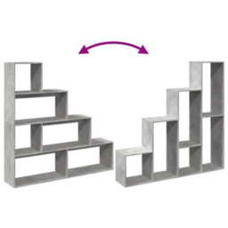Berkfield Room Divider Bookcase 4-Tier Concrete Grey 143.5X29X143.5 Cm Engineered Wood - thumbnail 8