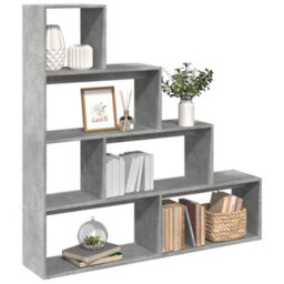 Berkfield Room Divider Bookcase 4-Tier Concrete Grey 143.5X29X143.5 Cm Engineered Wood