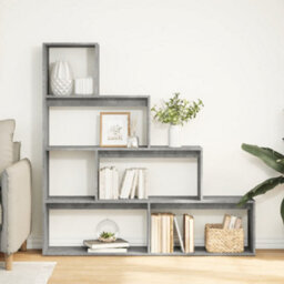 Berkfield Room Divider Bookcase 4-Tier Concrete Grey 143.5X29X143.5 Cm Engineered Wood - thumbnail 3