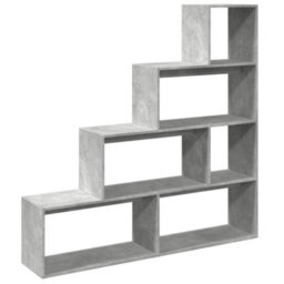 Berkfield Room Divider Bookcase 4-Tier Concrete Grey 143.5X29X143.5 Cm Engineered Wood - thumbnail 7