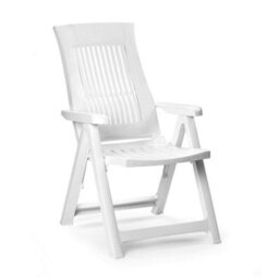 Urbn-Living Urbnliving Folding Garden Lounger White Color Chair 5 Multi Reclining Positions Outdoor Dining Chairs - thumbnail 1
