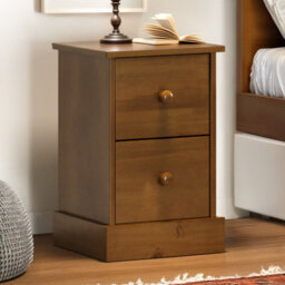 Mercers Furniture Farmhouse Dark 3 Drawer Bedside Cabinet Table Solid Wood Pine Wooden Bedroom - thumbnail 1