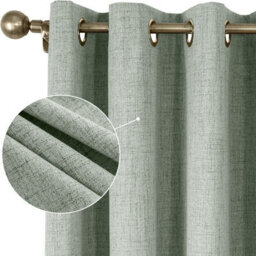 Moonlight Bedding Linen Texture 100%blackout Eyelet Curtain Pair Thermal Insulated Energy Efficient Curtains (Sage Green,66X72'')