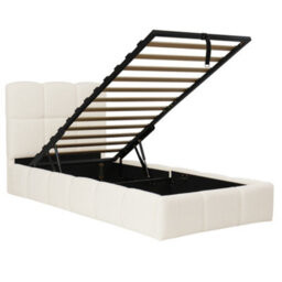 Modernluxe 3Ft Single Bed, 90X190 Cm, Ottoman Bed, Hydraulic Bed, With Upholstered Headboard, Bouclé, Beige - thumbnail 8