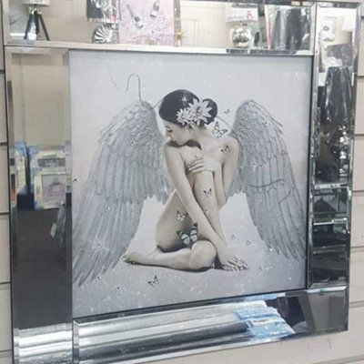 Biznest Modern Liquid Glitter Wall Art With Mirrored Edges Extra Large Size 55X55Cm (Biz1058)