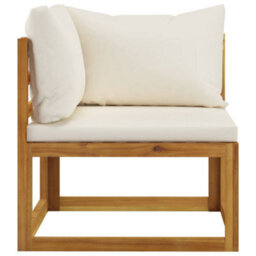 Berkfield 2 Piece Sofa Set With Cream White Cushions Solid Wood Acacia - thumbnail 6